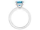 8mm Round London Blue Topaz With Diamond Accents Rhodium Over Sterling Silver Hidden Halo Ring