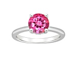 8mm Round Pink Topaz With Diamond Accents Rhodium Over Sterling Silver Hidden Halo Ring