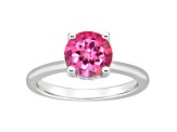 8mm Round Pink Topaz With Diamond Accents Rhodium Over Sterling Silver Hidden Halo Ring