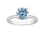 8mm Round Sky Blue Topaz With Diamond Accents Rhodium Over Sterling Silver Hidden Halo Ring