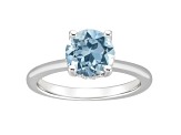 8mm Round Sky Blue Topaz With Diamond Accents Rhodium Over Sterling Silver Hidden Halo Ring