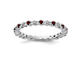 Sterling Silver Stackable Expressions Garnet and Diamond Ring