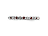 Sterling Silver Stackable Expressions Garnet and Diamond Ring
