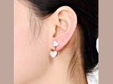 18k Rose Gold Plated over Sterling Silver with Clear Cubic Zirconia Double Heart Jacket Earrings