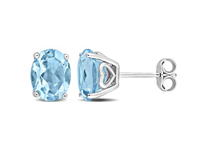5ctw Oval Sky Blue Topaz Stud Earrings in Sterling Silver