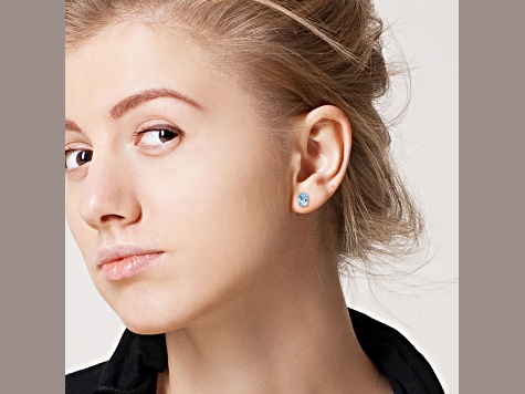 5ctw Oval Sky Blue Topaz Stud Earrings in Sterling Silver