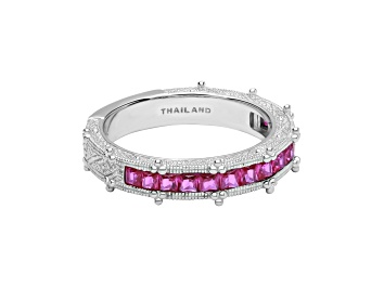 Picture of Judith Ripka 0.75ctw Bella Luce® Ruby Simulant Rhodium Over Sterling Silver Estate Band Ring