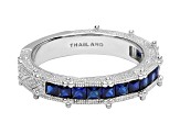 Judith Ripka 0.75ctw Blue Sapphire Simulant Rhodium Over Sterling Silver Estate Style Band Ring