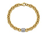 14K Yellow Gold with White Rhodium Diamond Oval Link 8-inch Bracelet 0.66ctw