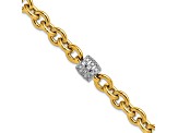 14K Yellow Gold with White Rhodium Diamond Oval Link 8-inch Bracelet 0.66ctw