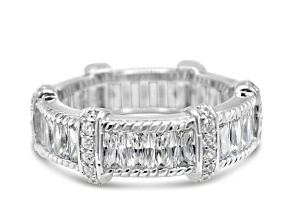 Judith Ripka 5.93ctw Baguette Bella Luce Diamond Simulant Rhodium Over Sterling Silver Ring