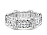 Judith Ripka 5.93ctw Baguette Bella Luce Diamond Simulant Rhodium Over Sterling Silver Ring