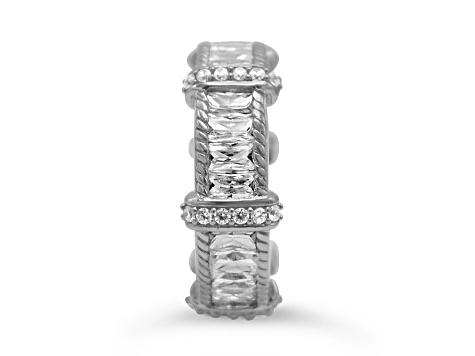 Judith Ripka 5.93ctw Baguette Bella Luce Diamond Simulant Rhodium Over Sterling Silver Ring