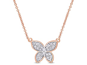 1/8 CT TDW Diamond Butterfly Pendant with Chain in 10K Rose Gold