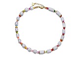 Kids 14k Gold Plated over Brass with Multi Color Beads with Freshwater Pearls Necklace