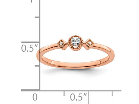 14K Rose Gold Petite Beaded Edge Cushion Diamond Ring 0.10ctw