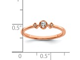 14K Rose Gold Petite Beaded Edge Cushion Diamond Ring 0.10ctw