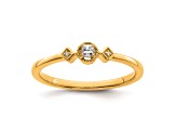 14K Yellow Gold Petite Beaded Edge Cushion Diamond Ring 0.10ctw