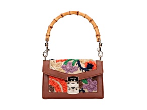 Miu Miu Canapa Ricamo Bamboo Embroidered Shoulder Bag