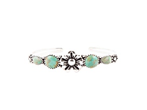 Barse Jewelry Blue Composite Turquoise Sterling Silver Floral Cuff Bracelet
