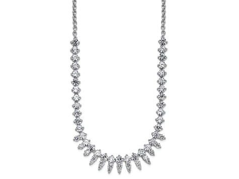 Rhodium Over Sterling Silver Polished Fancy Cubic Zirconia Necklace