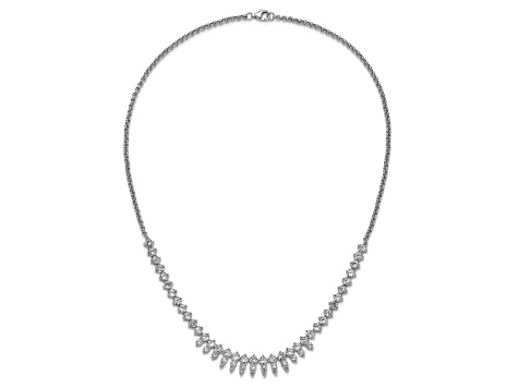 Rhodium Over Sterling Silver Polished Fancy Cubic Zirconia Necklace