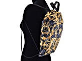 Versace Black Nylon Barocco Signature Print Drawstring Backpack