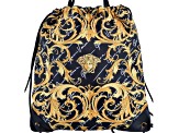 Versace Black Nylon Barocco Signature Print Drawstring Backpack