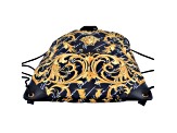 Versace Black Nylon Barocco Signature Print Drawstring Backpack