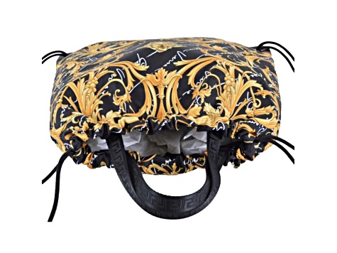 Versace Black Nylon Barocco Signature Print Drawstring Backpack