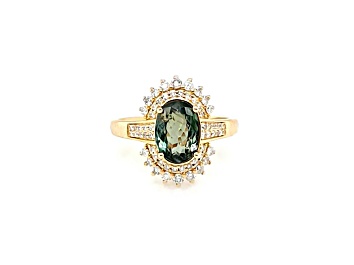 Picture of 3.25 Ctw Alexandrite and 1.19 Ctw White Diamond Ring in 14K YG