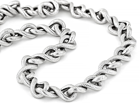 Judith Ripka Rhodium Over Sterling Silver Verona 18" Infinity Link Necklace