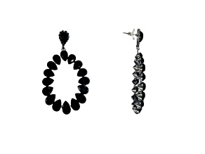 Off Park® Collection, Gold-Tone Open Center Jet/Black Teardrop Shaped Crystal Drop Earrings.