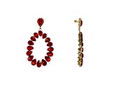 Off Park® Collection, Gold-Tone Open Center Siam Red Teardrop Shaped Crystal Drop Earrings.