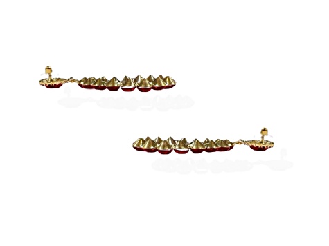 Off Park® Collection, Gold-Tone Open Center Siam Red Teardrop Shaped Crystal Drop Earrings.