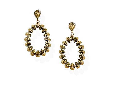 Off Park® Collection, Gold-Tone Open Center Emerald Teardrop Shaped Crystal Drop Earrings.