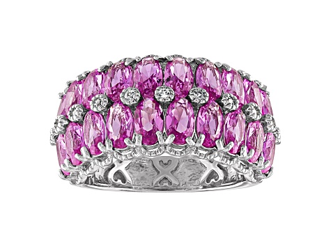 Sterling Silver Lab Created Pink Sapphire and White Sapphire Ring 4.75ctw