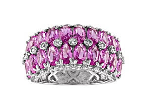 Sterling Silver Lab Created Pink Sapphire and White Sapphire Ring 4.75ctw
