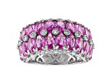 Sterling Silver Lab Created Pink Sapphire and White Sapphire Ring 4.75ctw