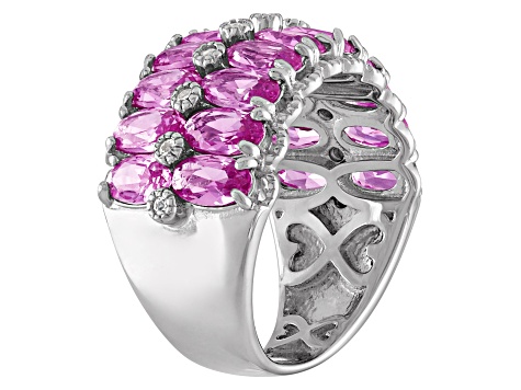 Sterling Silver Lab Created Pink Sapphire and White Sapphire Ring 4.75ctw