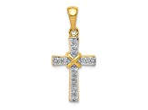 10k Yellow Gold and Rhodium Over 10k Yellow Gold Diamond Latin Cross Pendant