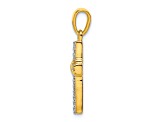 10k Yellow Gold and Rhodium Over 10k Yellow Gold Diamond Latin Cross Pendant