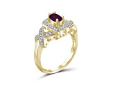 Red Ruby with White Diamond Accent 14K Gold Over Sterling Silver Ring 0.60ctw