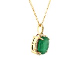 4.99 Ctw Emerald and 0.24 Ctw White Diamond Pendant in 14K YG