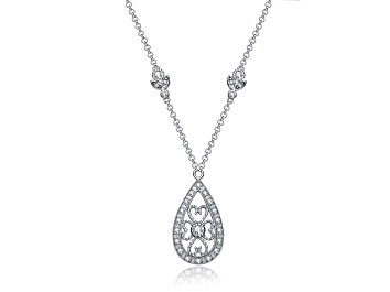 Picture of Clear Cubic Zirconia, Sterling Silver Stone Teardrop Necklace