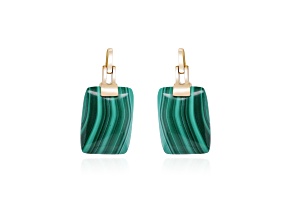 14K Yellow Gold Malachite Earrings