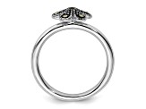 Rhodium Over Sterling Silver Stackable Expressions Marcasite Scalloped Ring