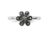Rhodium Over Sterling Silver Stackable Expressions Marcasite Scalloped Ring