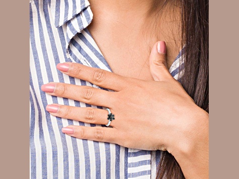 Rhodium Over Sterling Silver Stackable Expressions Marcasite Scalloped Ring