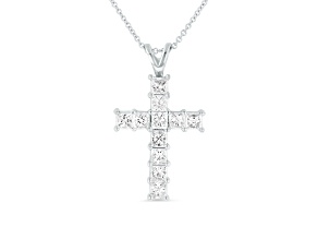 1.50ctw Diamond Cross Pendant in 14k White Gold